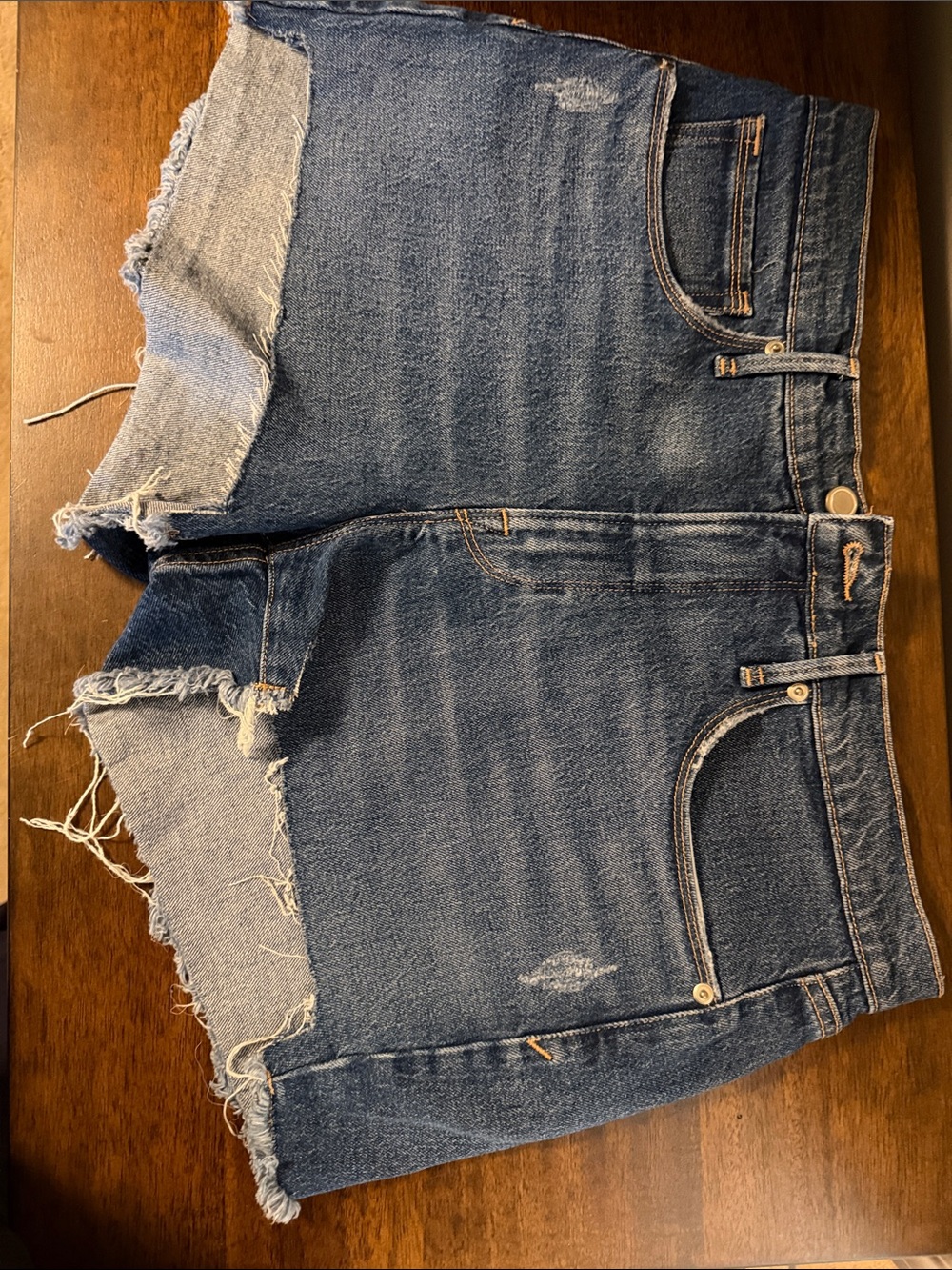 Good American Distressed Blue Denim Cutoff Shorts